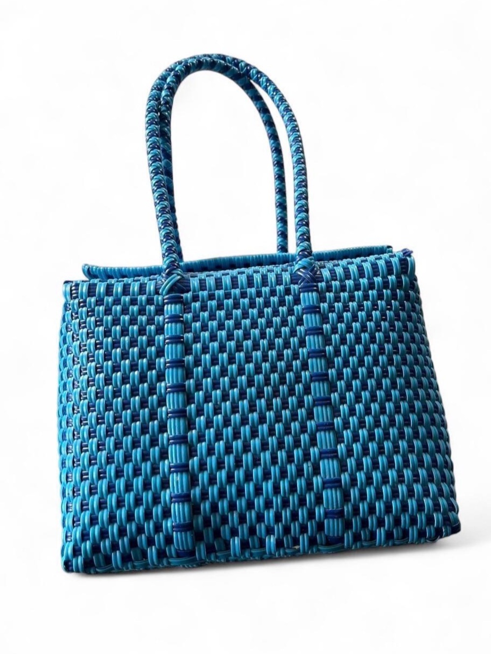 Blue Woven Tote Bag - Stylish Everyday Carry